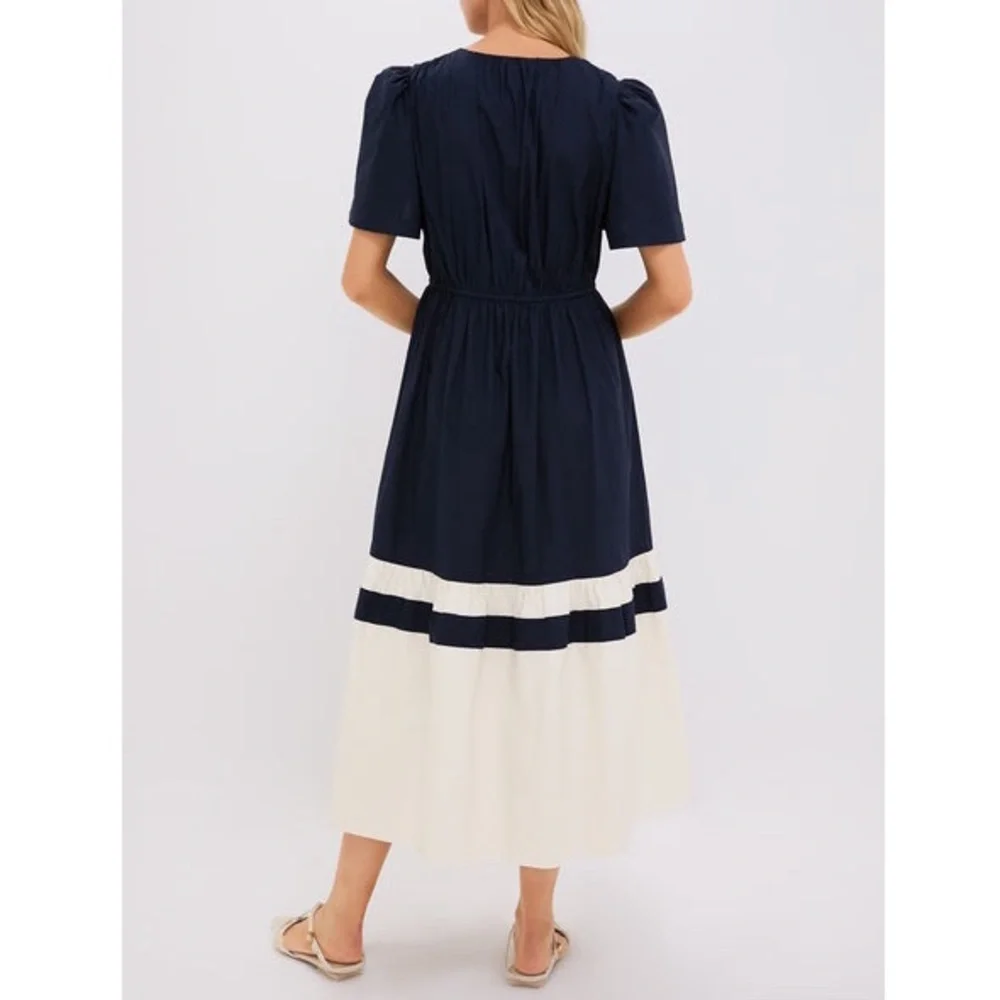 TUCKERNUCK
Navy and Cream Cotton Mitchell Dress_4